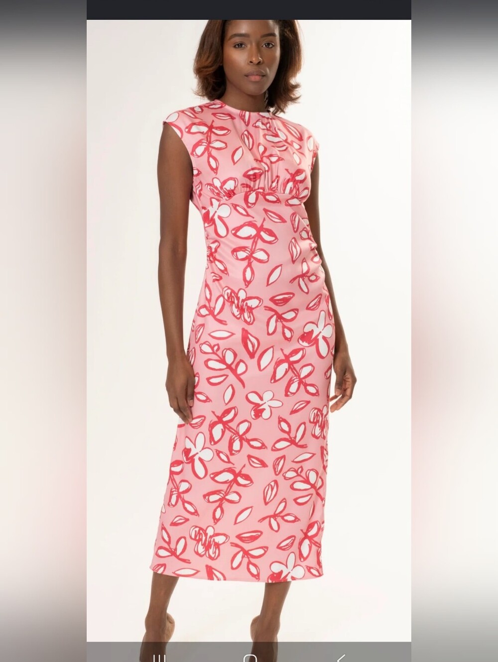 Area Stars Floral Sleeves Dress in A Beautiful Pink Fabric That Feels Silky. NWT